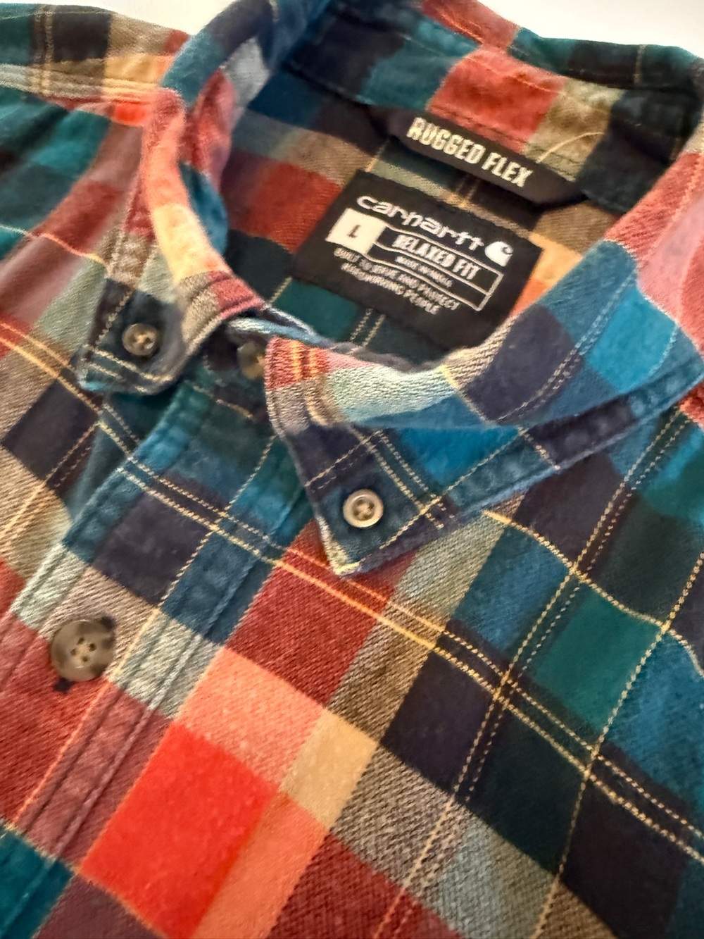 Carhartt Relaxed Fit Flannel Shirt – Men’s Large – Plaid Button Down